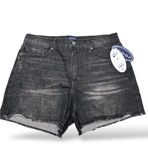 Women’s Scoop Retro Boy Black Denim‎ Shorts Raw Hem Cut Off Size 8 NEW NWT (B12)